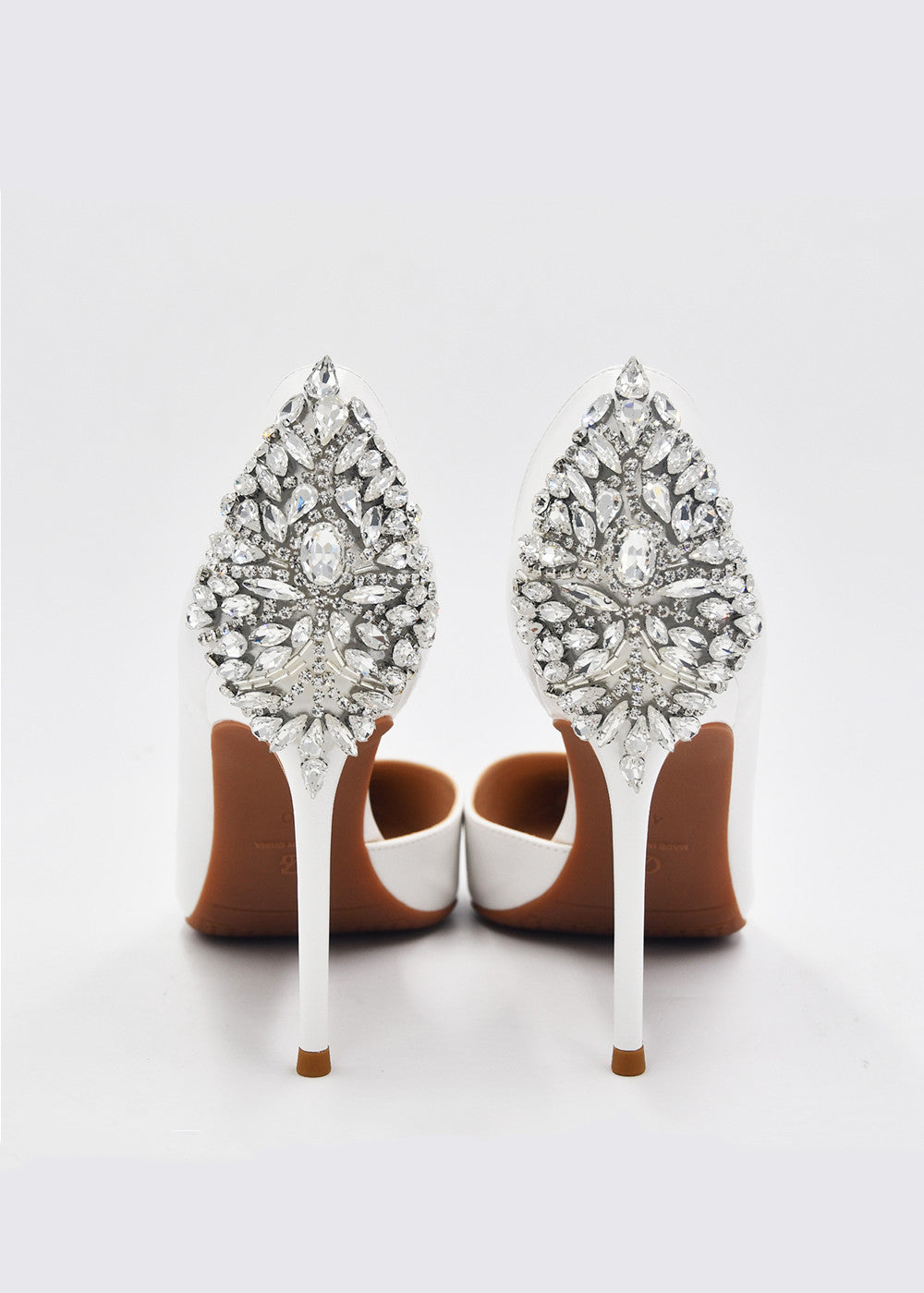 High Heel White Crystal Pointed Toe Wedding Shoes
