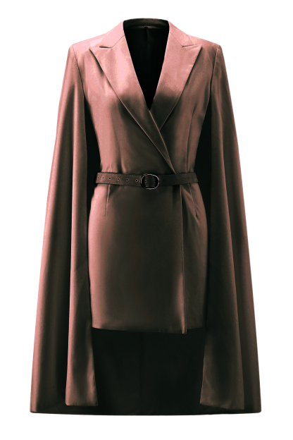 White Bodycon Peak Lapel Mini Work Dress with Cape