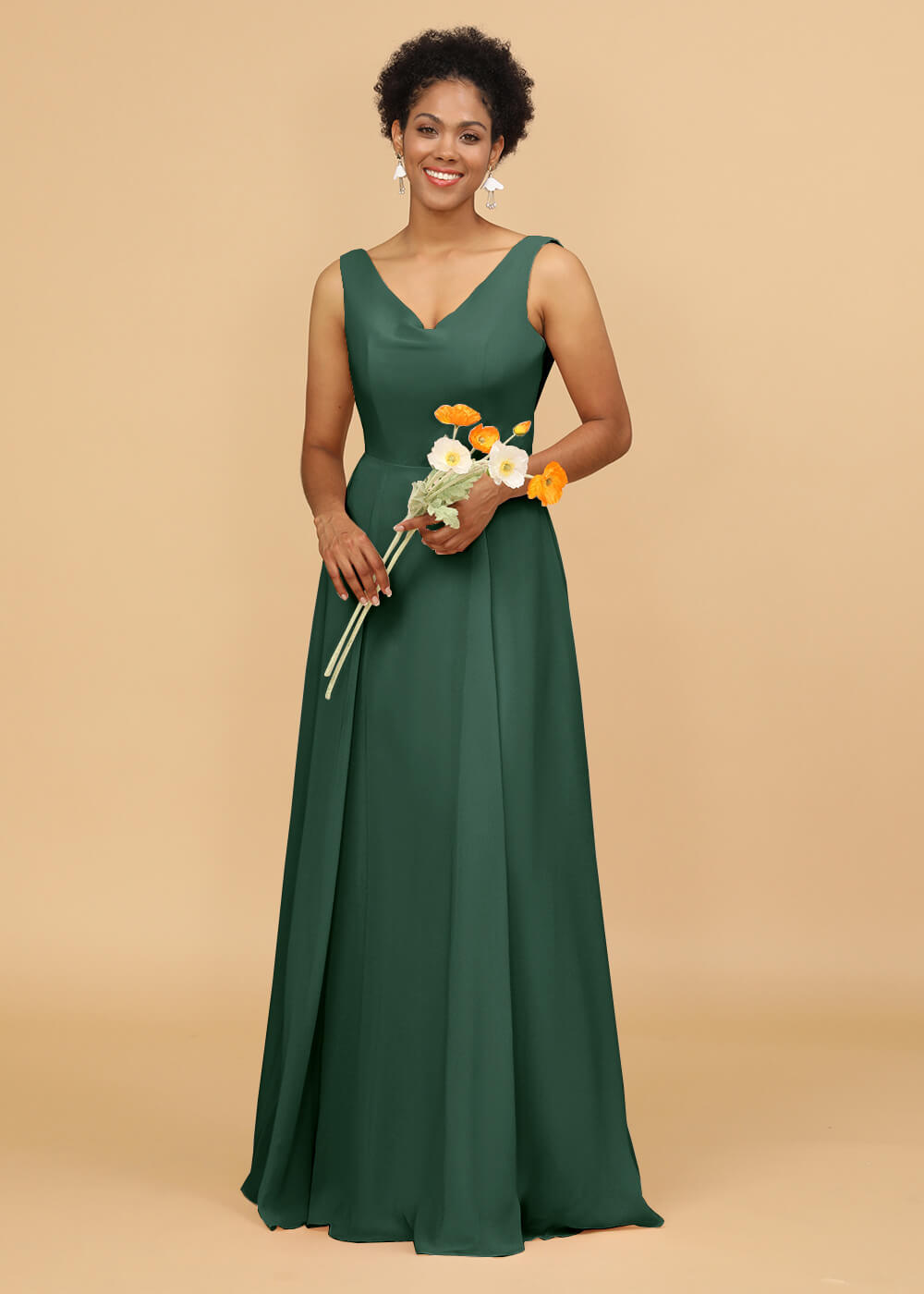 Cowl Back A-line Maxi Bridesmaid Dress