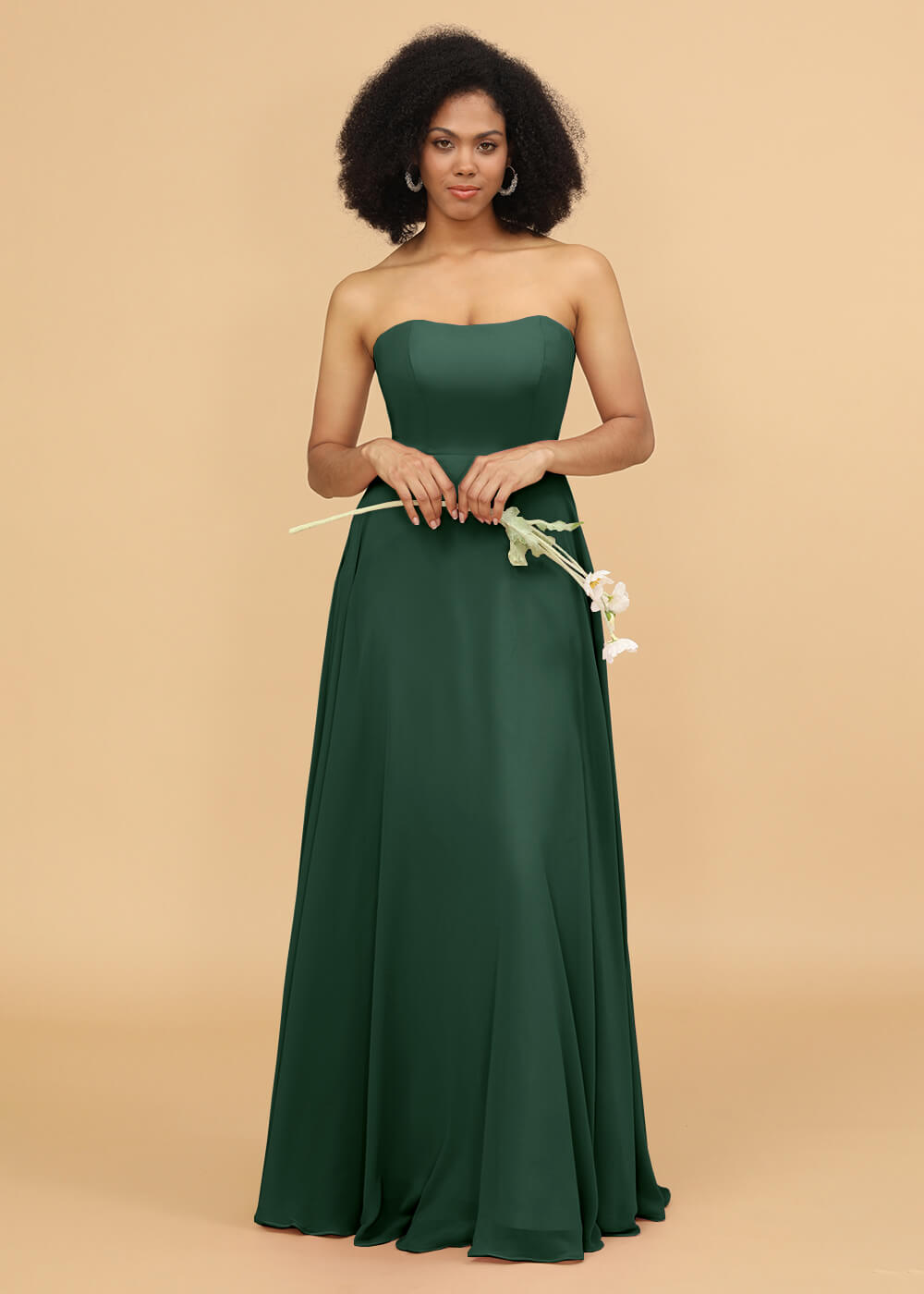 Green Strapless Chiffon Dress