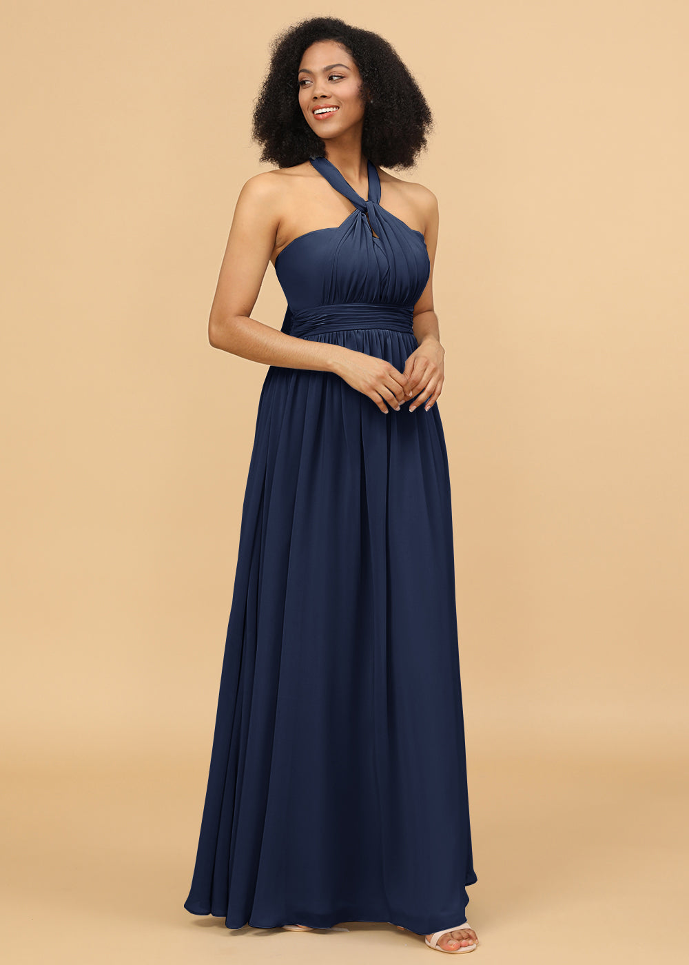 Multiway Wrap Chiffon A line Maxi Bridesmaid Dress Leely