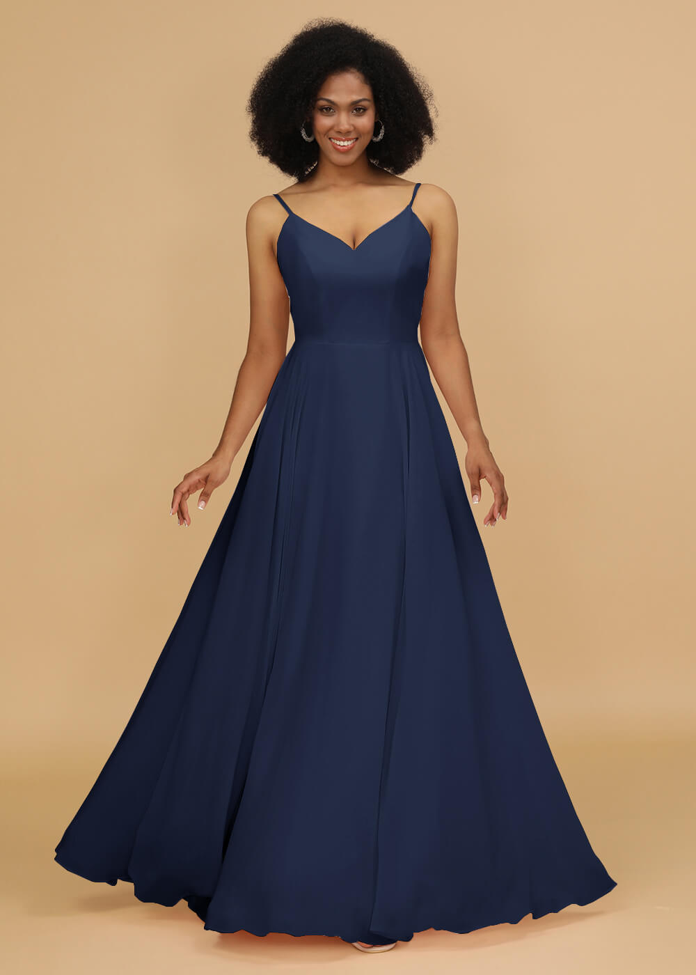 Chiffon V-neck Spaghetti Strap Bridesmaid Dress