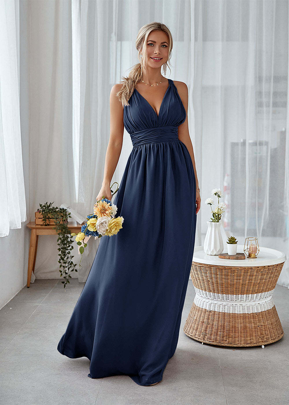 Long Backless Bridesmaid Dress