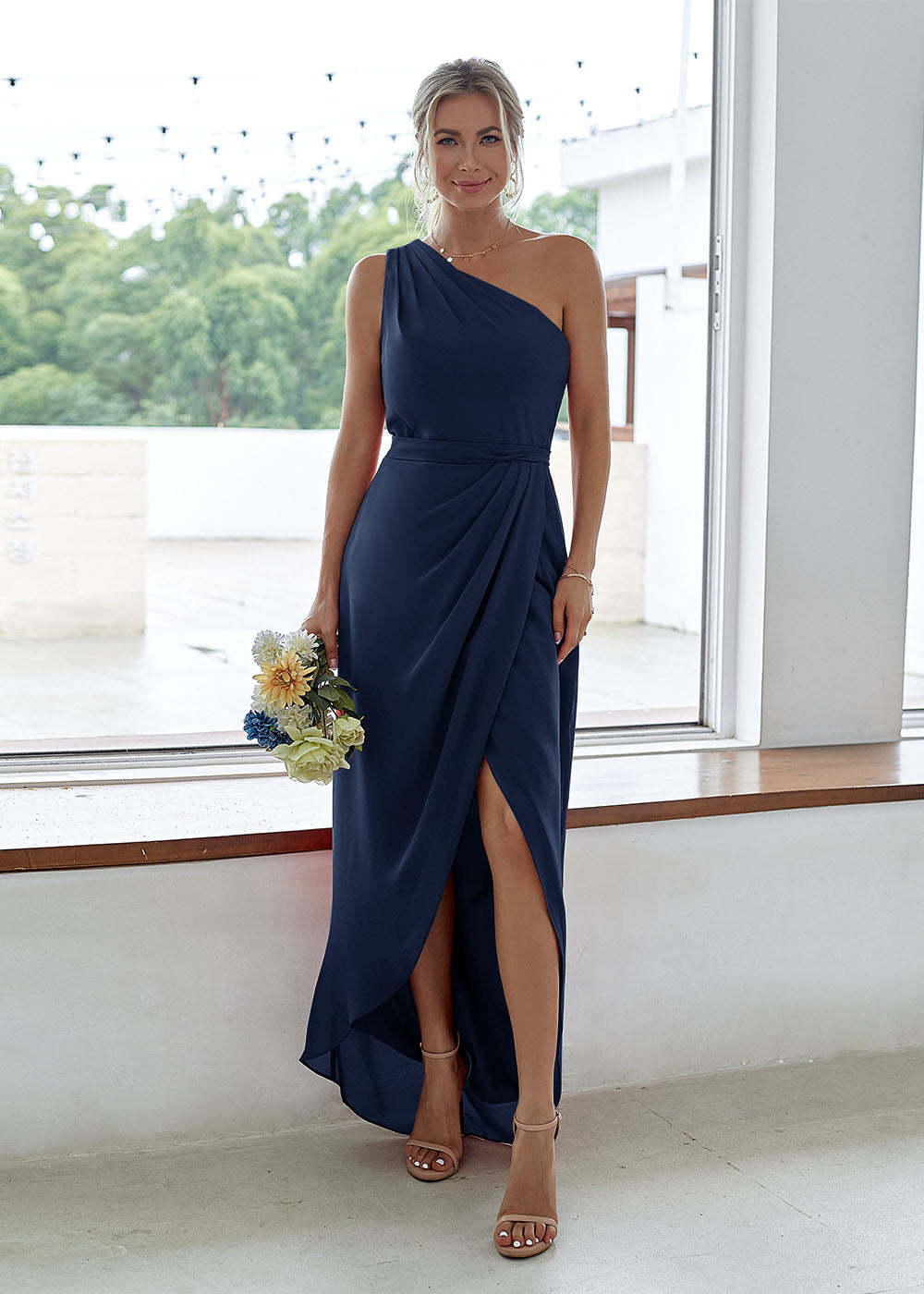 One-Shoulder Long Asymmetrical Bridesmaid Dress