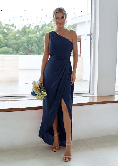 One-Shoulder Long Asymmetrical Bridesmaid Dress