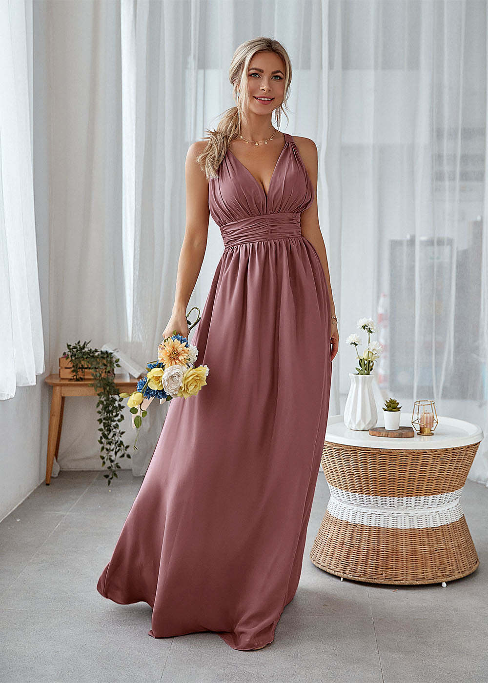 Long Backless Bridesmaid Dress