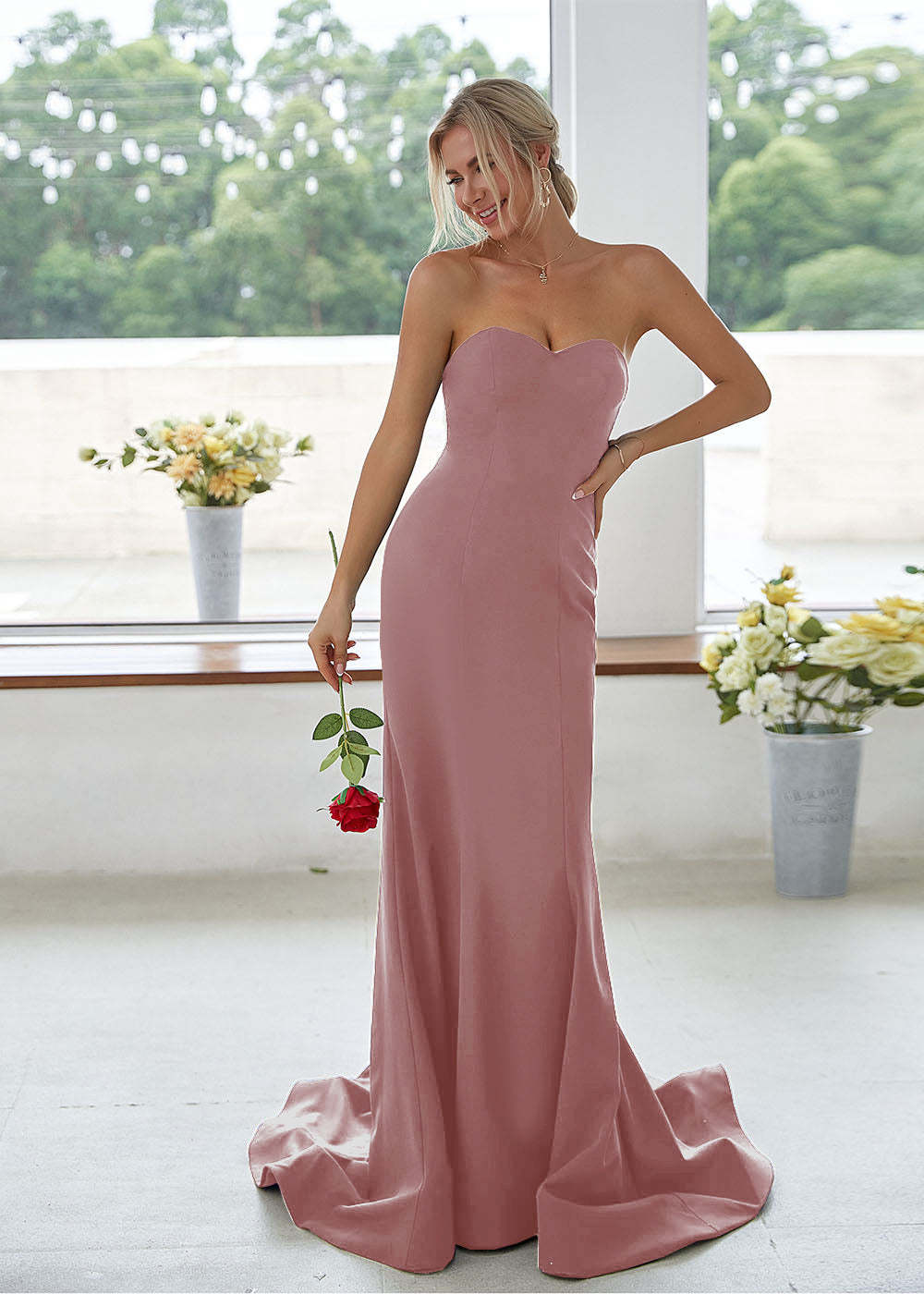 Sweetheart Long Mermaid Bridesmaid Dress