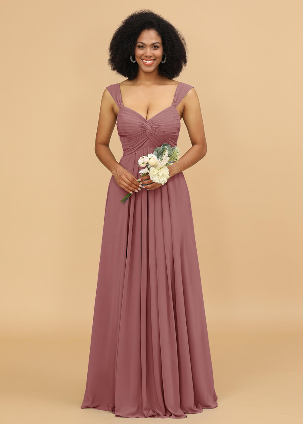 Sweetheart Neck Chiffon Mix Bridesmaid Dress