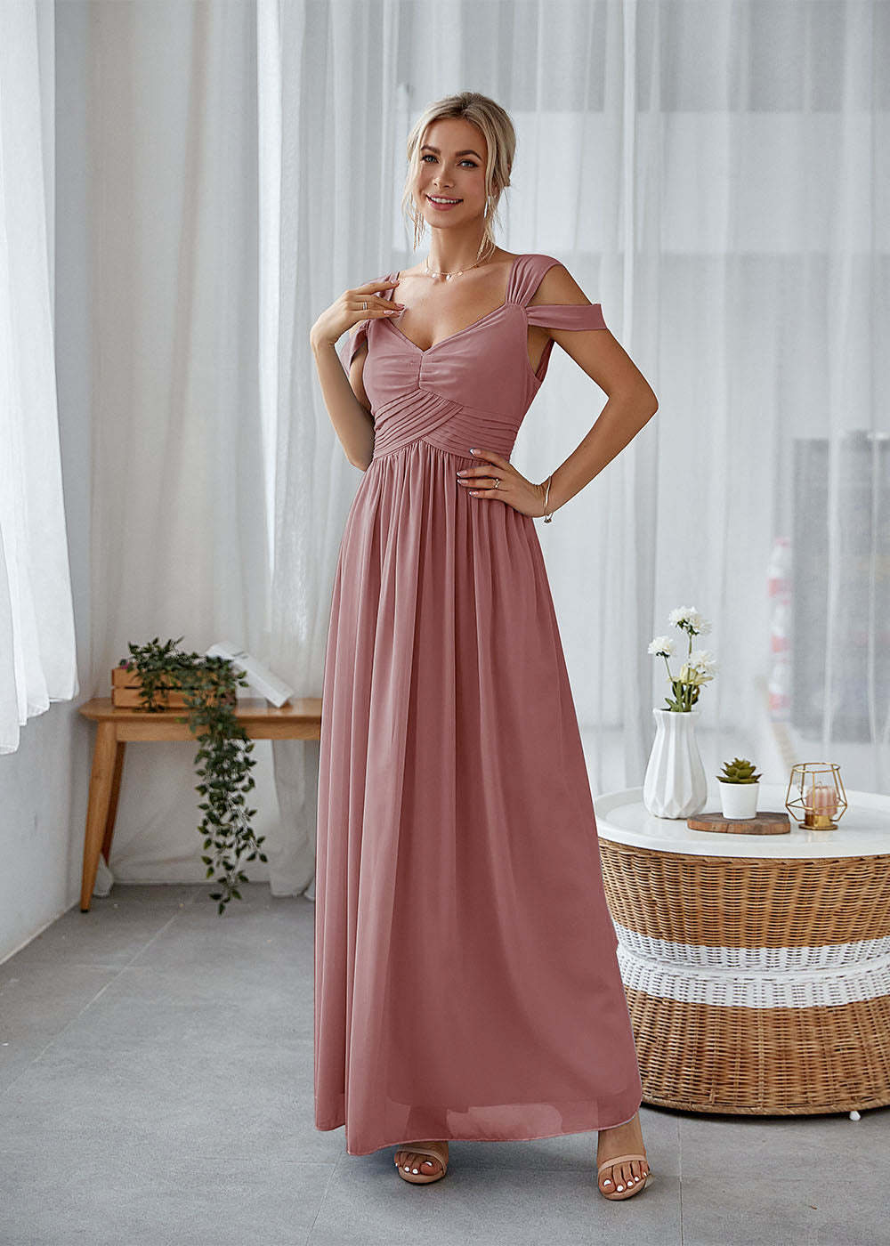 A-line Straps Maxi Dress
