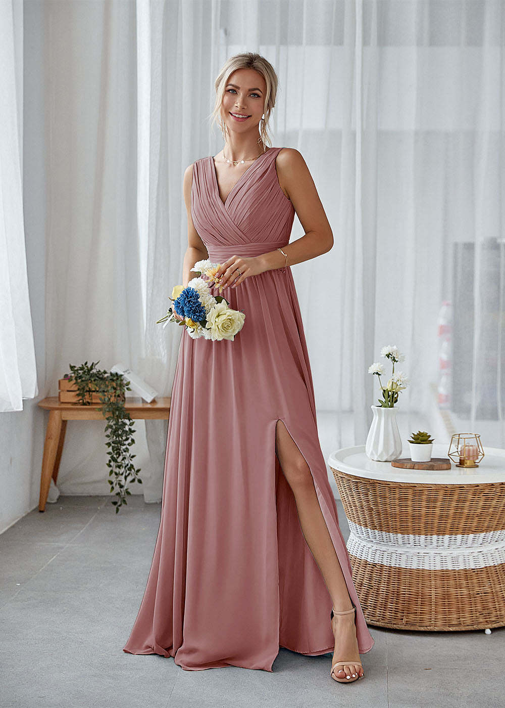Long Bridesmaid Dress with Split