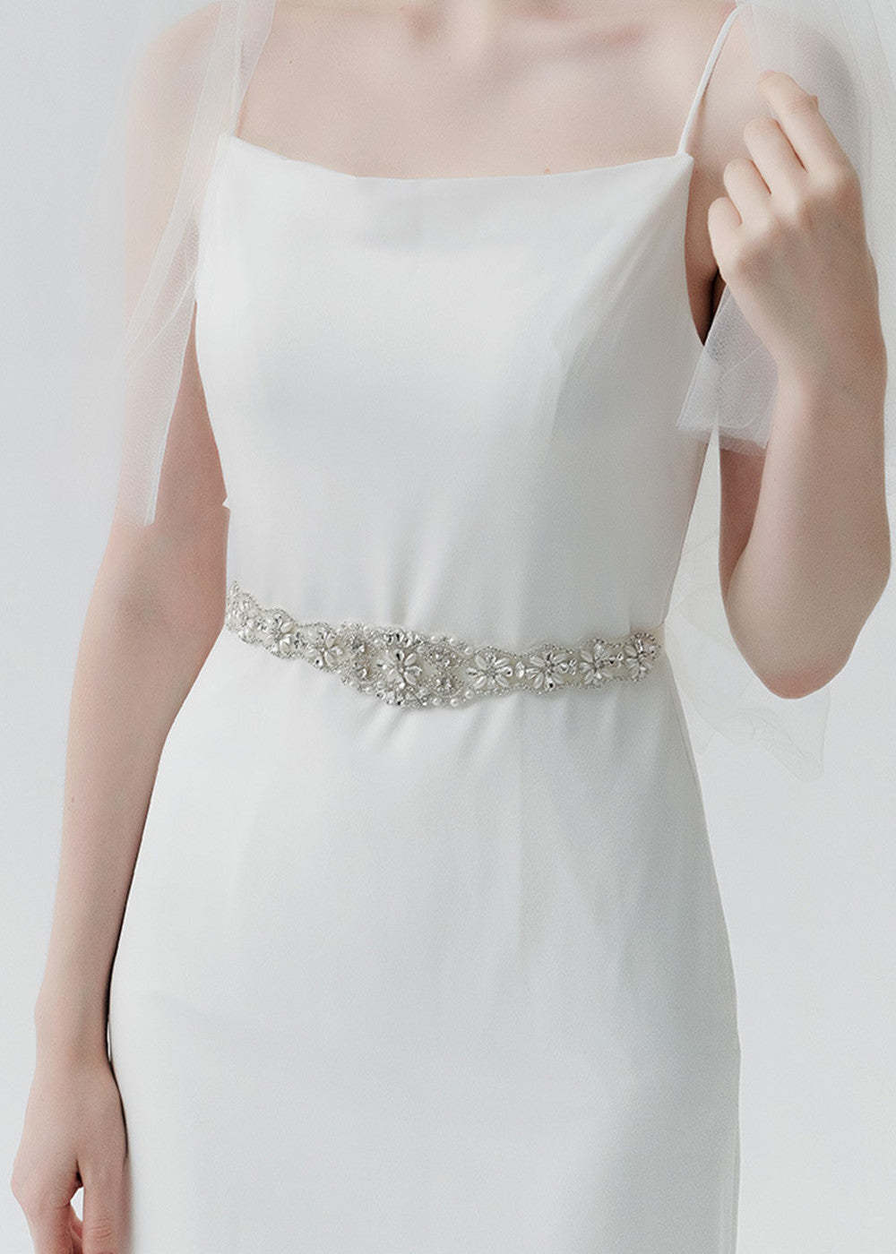 Silver Wedding Dress Belt Sash