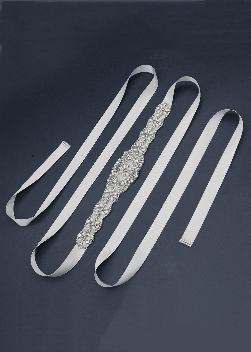 Silver Wedding Dress Belt Sash