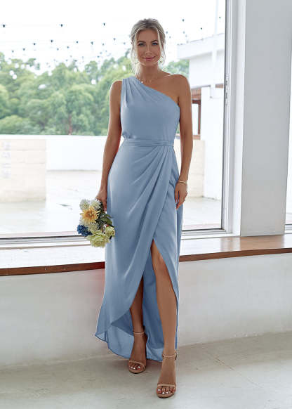 One-Shoulder Long Asymmetrical Bridesmaid Dress
