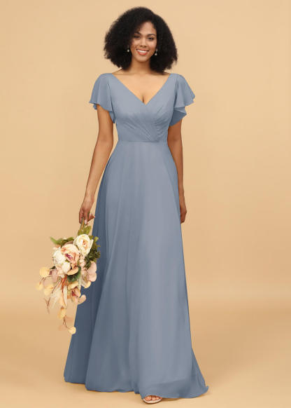 Long A-line Chiffon Bridesmaid Dress