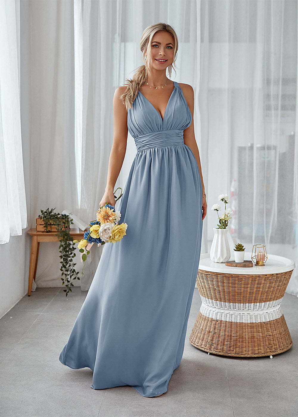 Long Backless Bridesmaid Dress