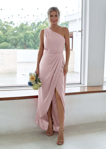One-Shoulder Long Asymmetrical Bridesmaid Dress