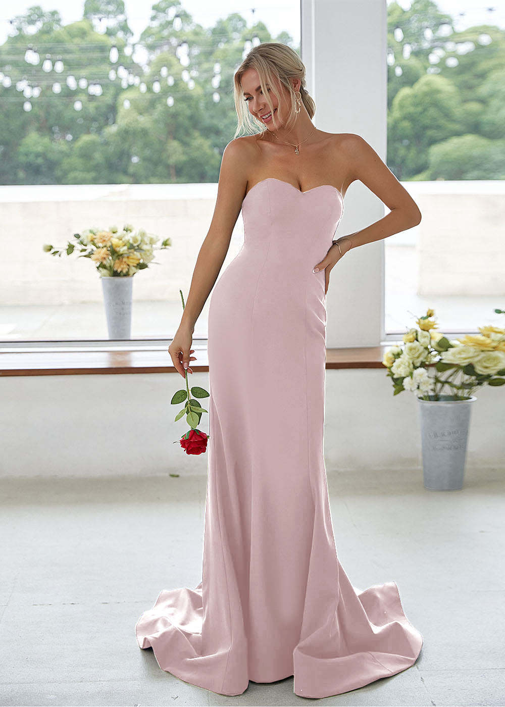 Sweetheart Long Mermaid Bridesmaid Dress