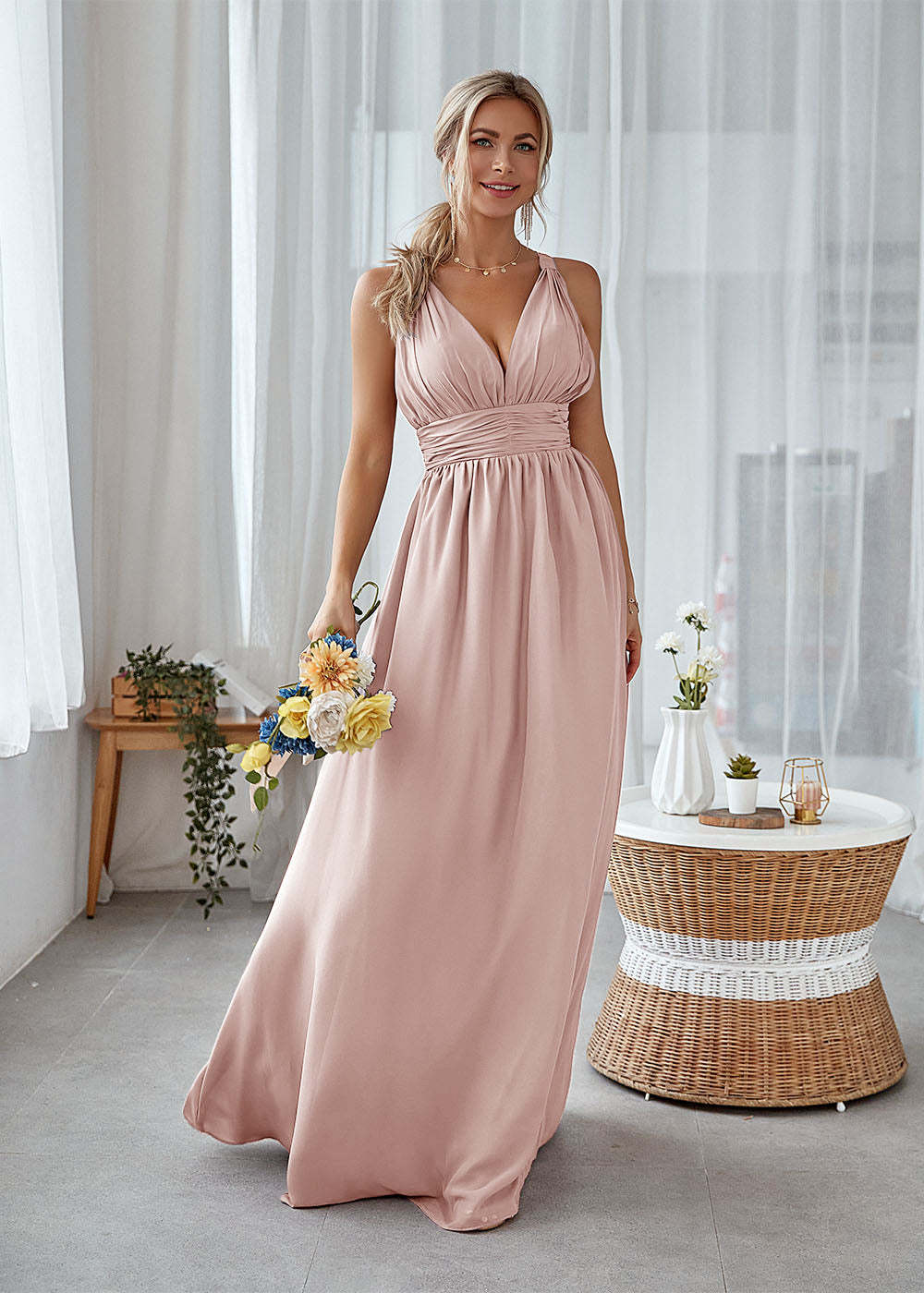 Long Backless Bridesmaid Dress