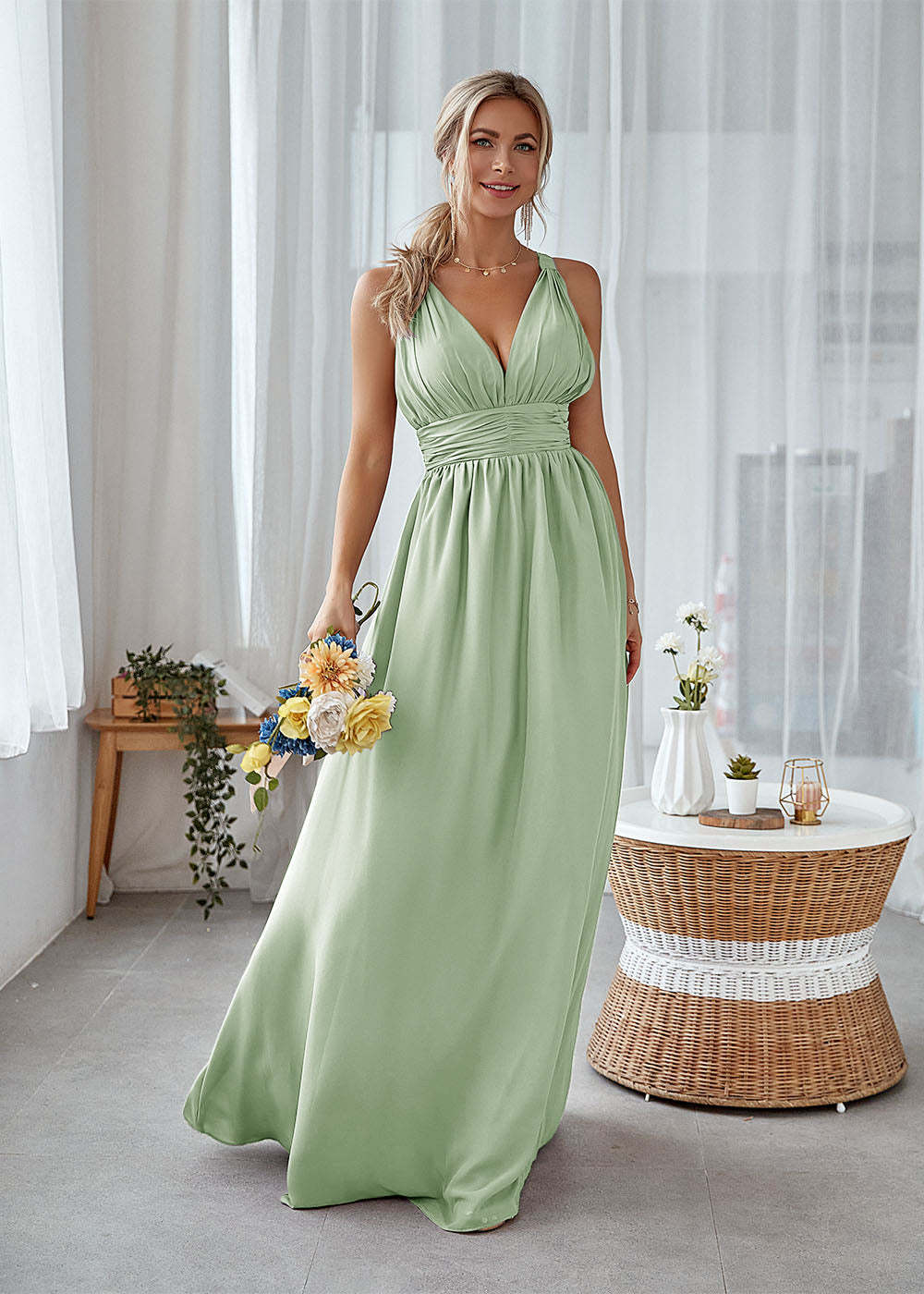 Long Backless Bridesmaid Dress