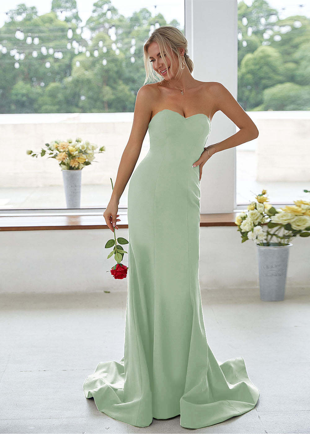 Sweetheart Long Mermaid Bridesmaid Dress