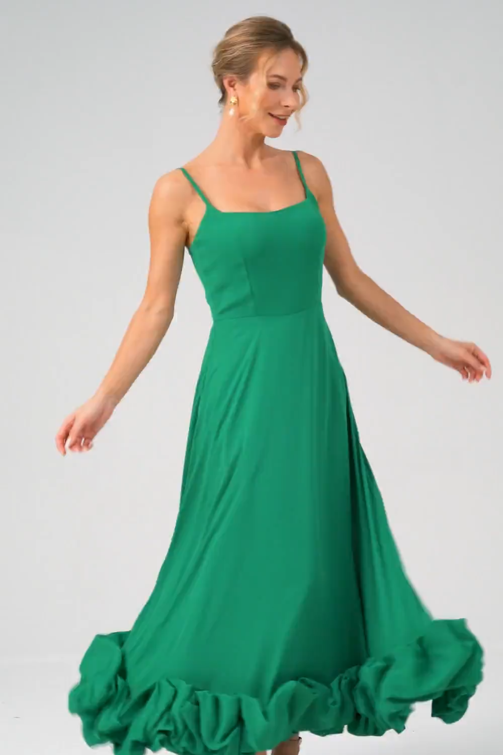 Elegant Green A Line Spaghetti Straps Bridesmaid Dress