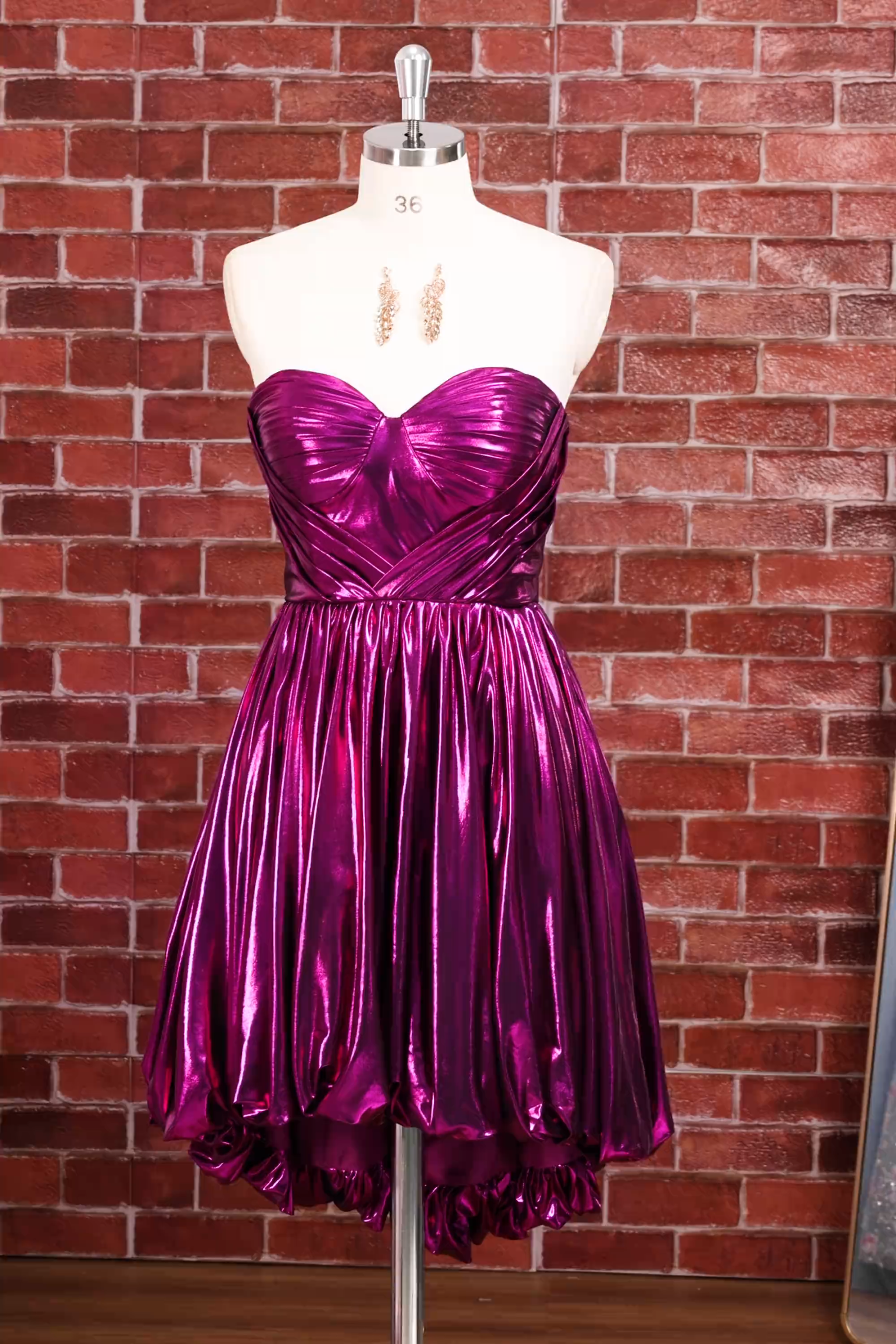Dark Green Sparkly Metallic Sweetheart High-Low Homecoming Dress with Pockets