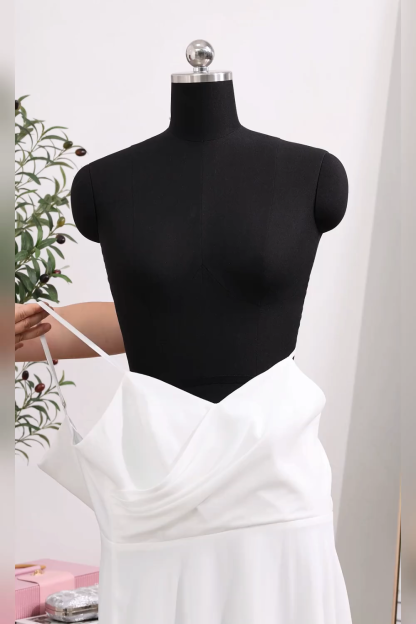 Simple White Chiffon A Line Spaghetti Straps Midi Engagement Dress