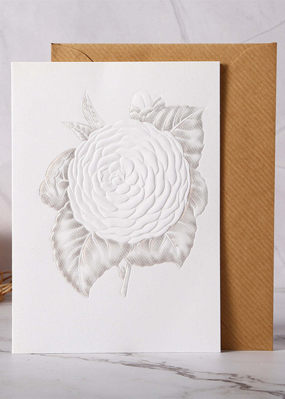 12 PCS Simple Embossed Flower Invitation Cards