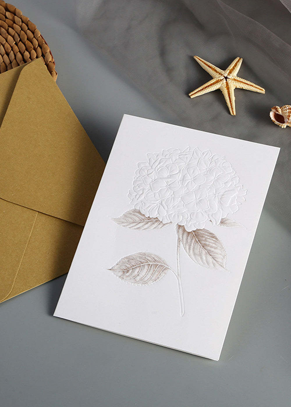 12 PCS Simple Embossed Flower Invitation Cards