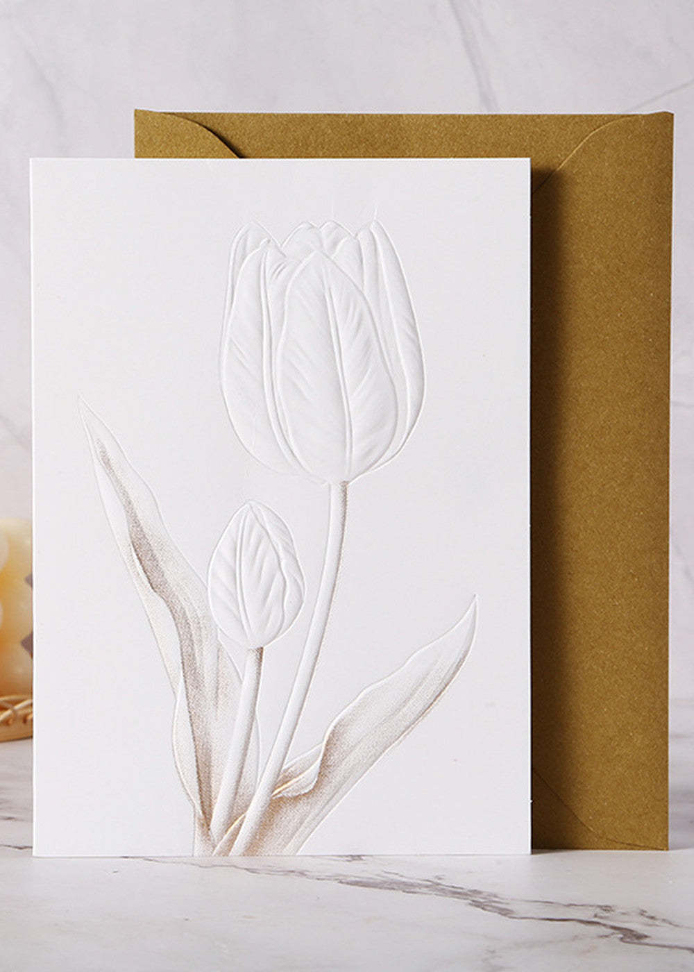 12 PCS Simple Embossed Flower Invitation Cards