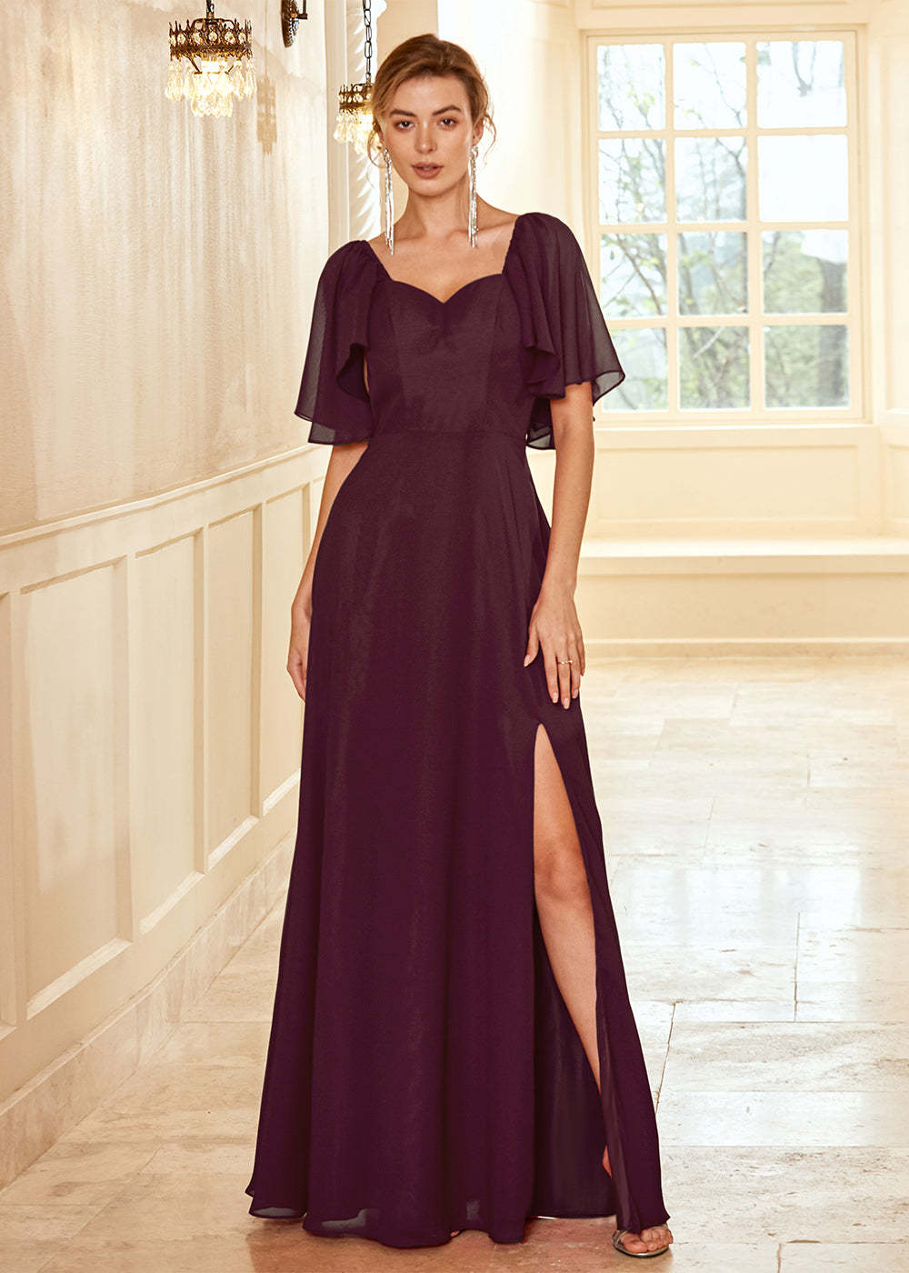 Open Back Boho Bridesmaid Dress with Ruffles