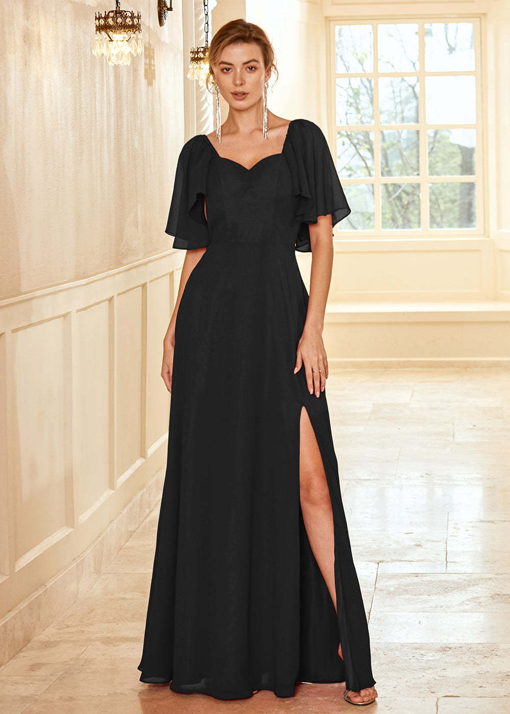 Open Back Boho Bridesmaid Dress with Ruffles
