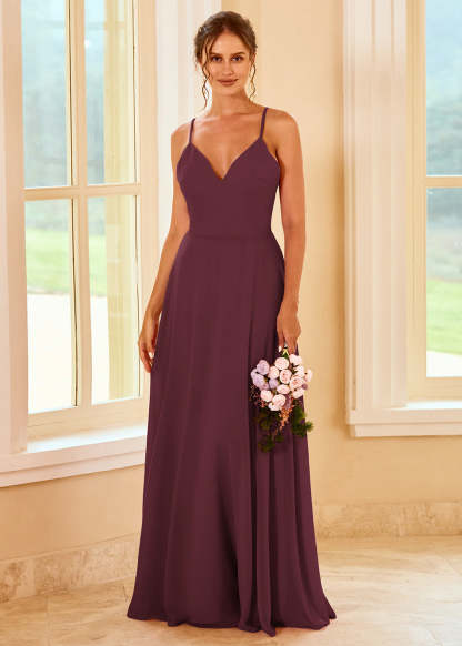 A-line Long Backless Bridesmaid Dress