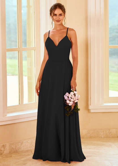 A-line Long Backless Bridesmaid Dress
