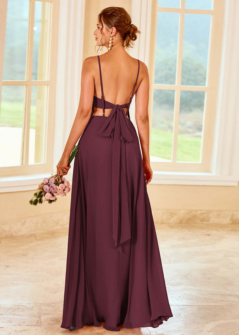 A-line Long Backless Bridesmaid Dress