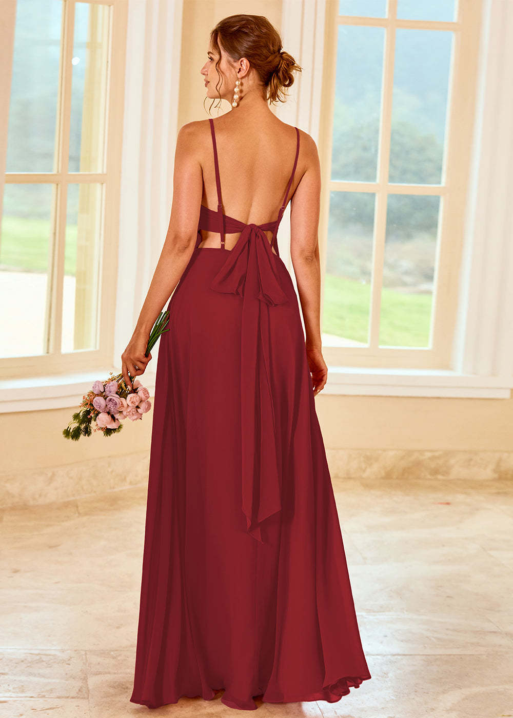 A-line Long Backless Bridesmaid Dress