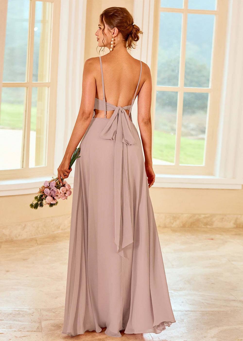 A-line Long Backless Bridesmaid Dress