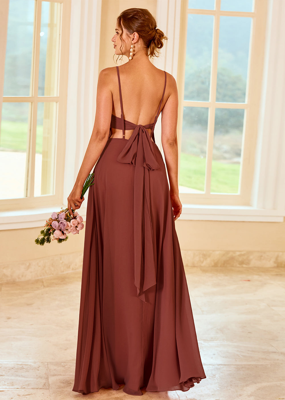 A-line Long Backless Bridesmaid Dress
