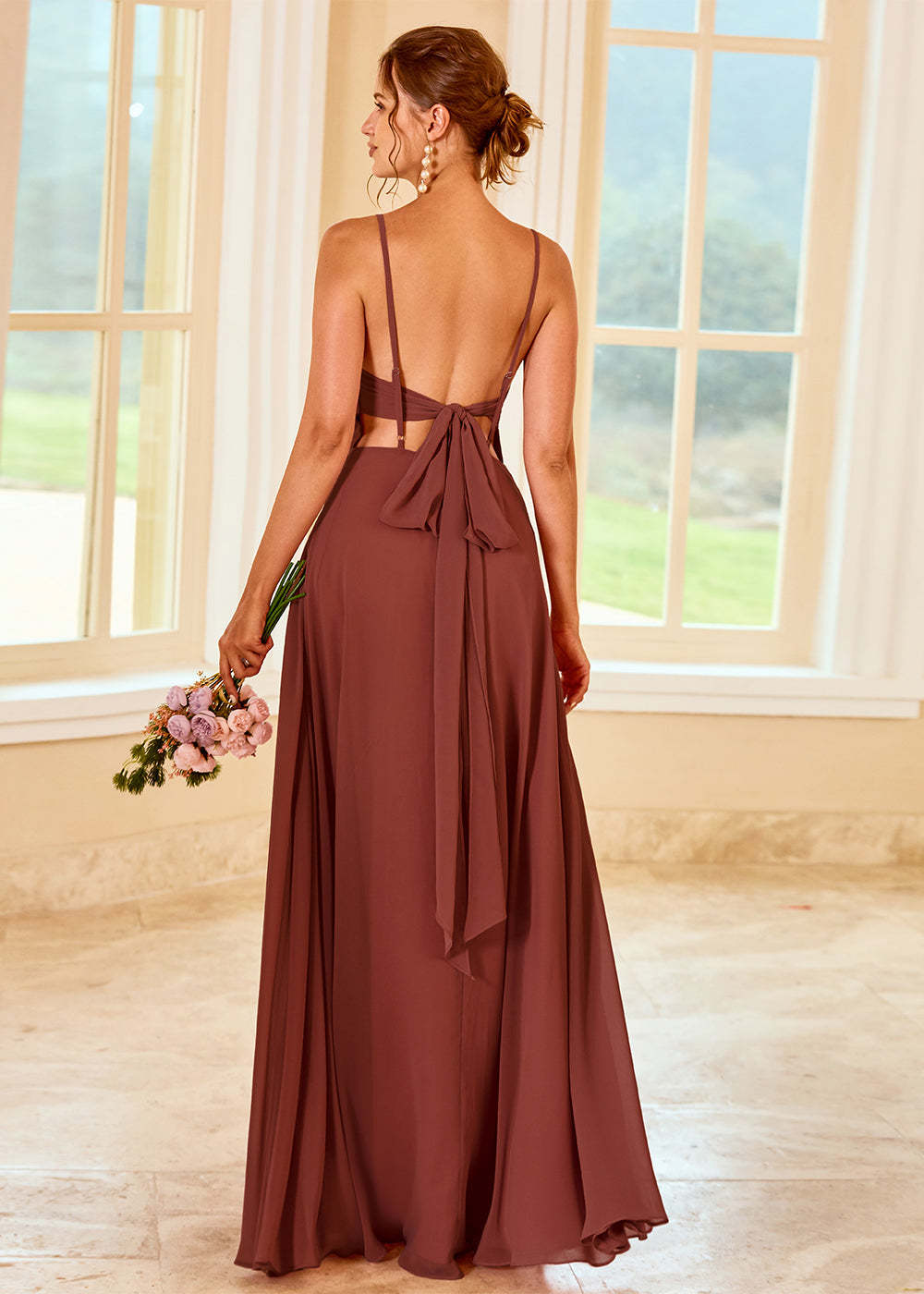 A-line Long Backless Bridesmaid Dress