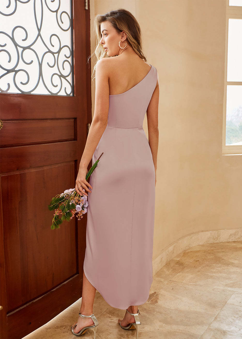 One Shoulder Asymmetrical Bridesmaid Dress