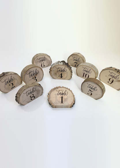 Engraved Wedding Table Numbers  Rustic Table Decor