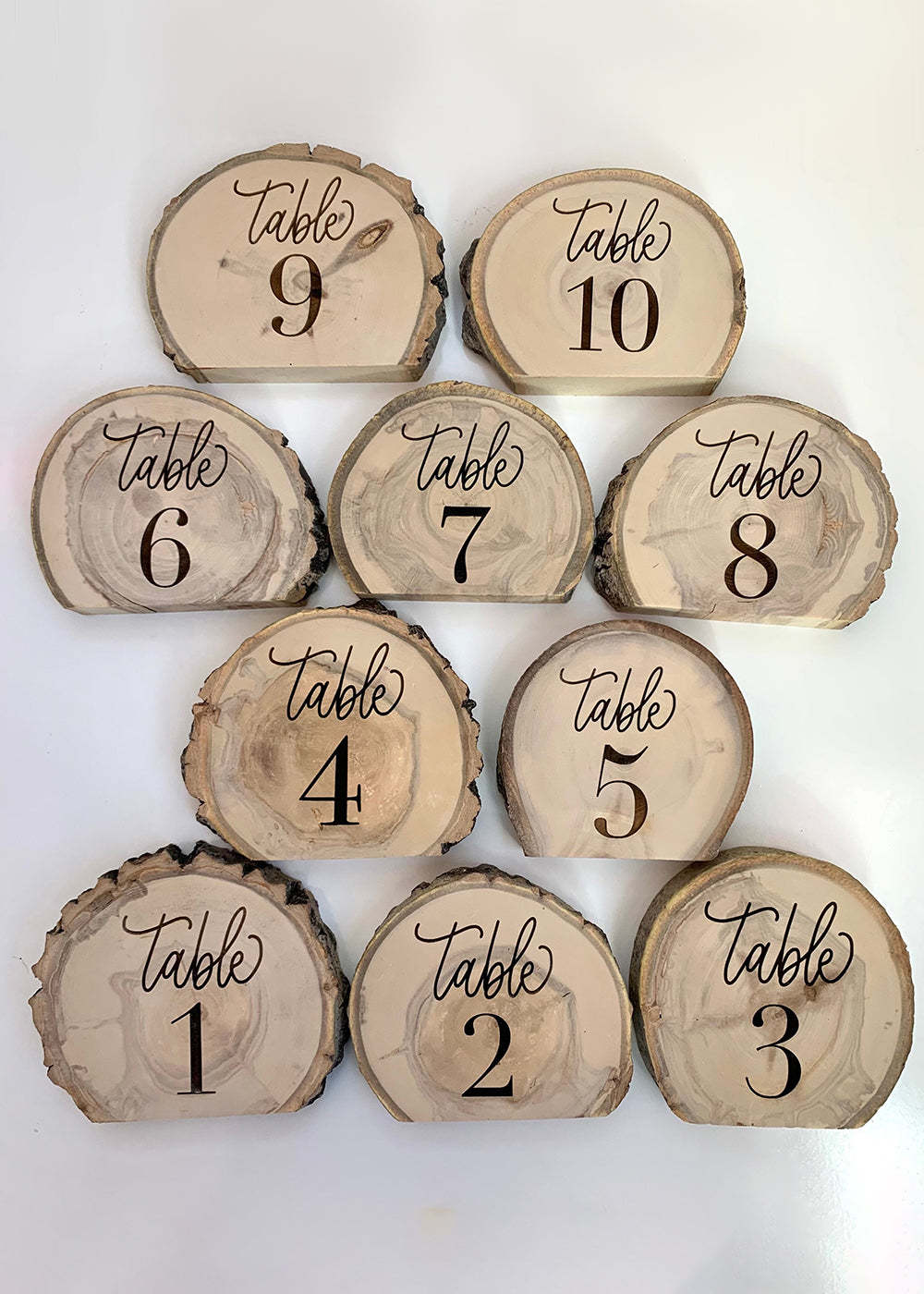 Engraved Wedding Table Numbers Rustic Table Decor