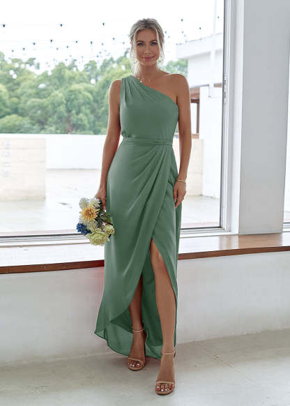 One-Shoulder Long Asymmetrical Bridesmaid Dress