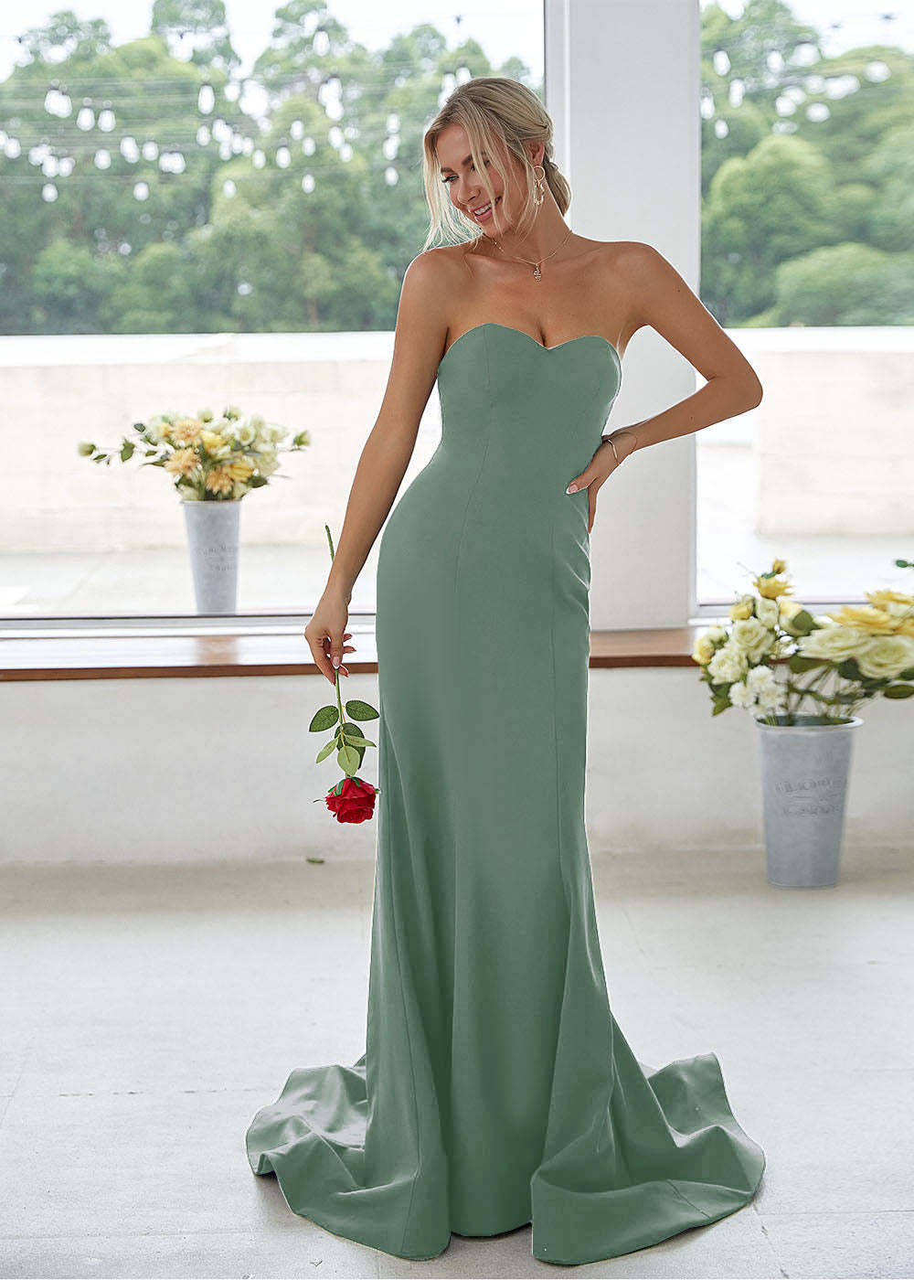 Sweetheart Long Mermaid Bridesmaid Dress