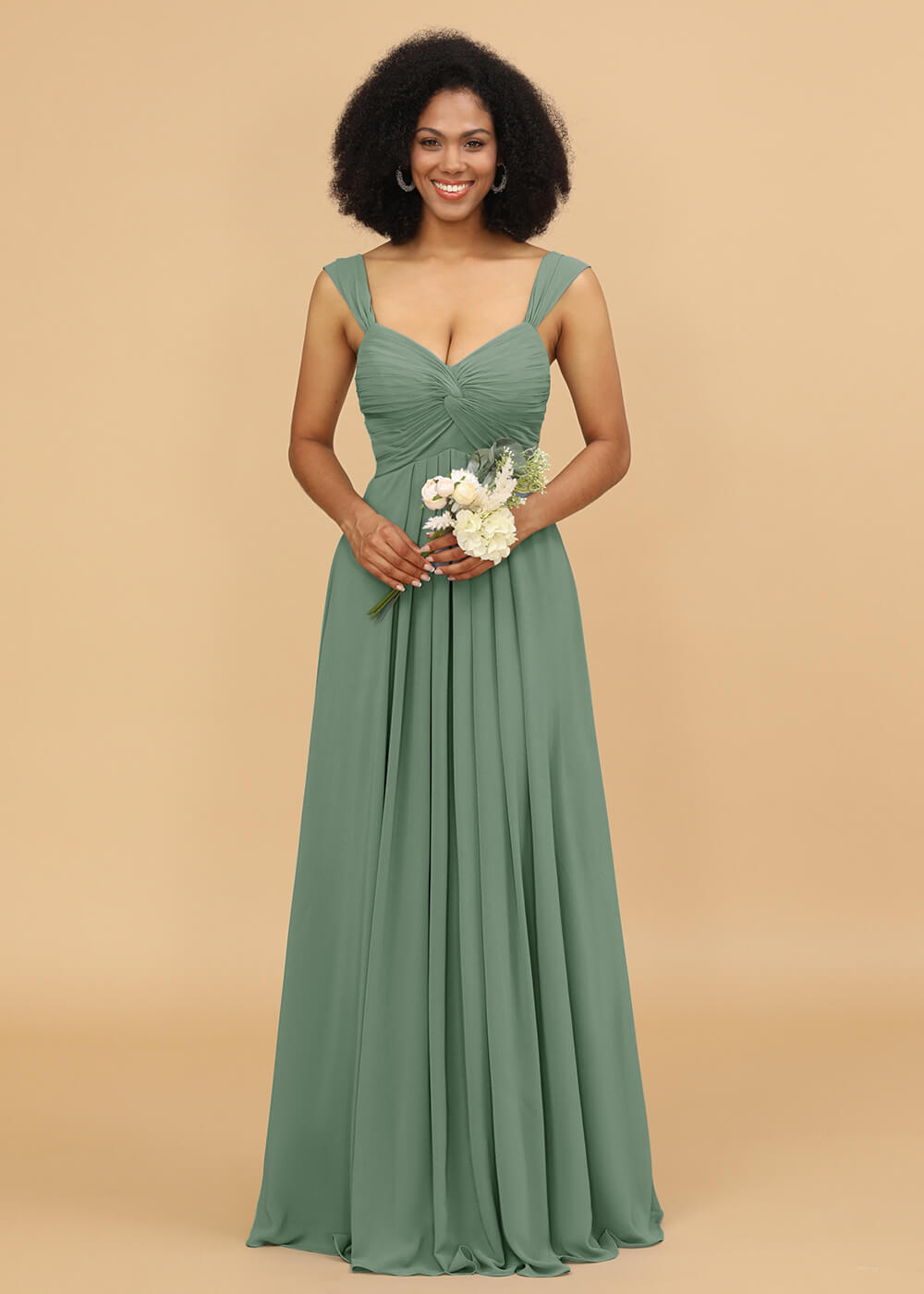 Sweetheart Neck Chiffon Mix Bridesmaid Dress