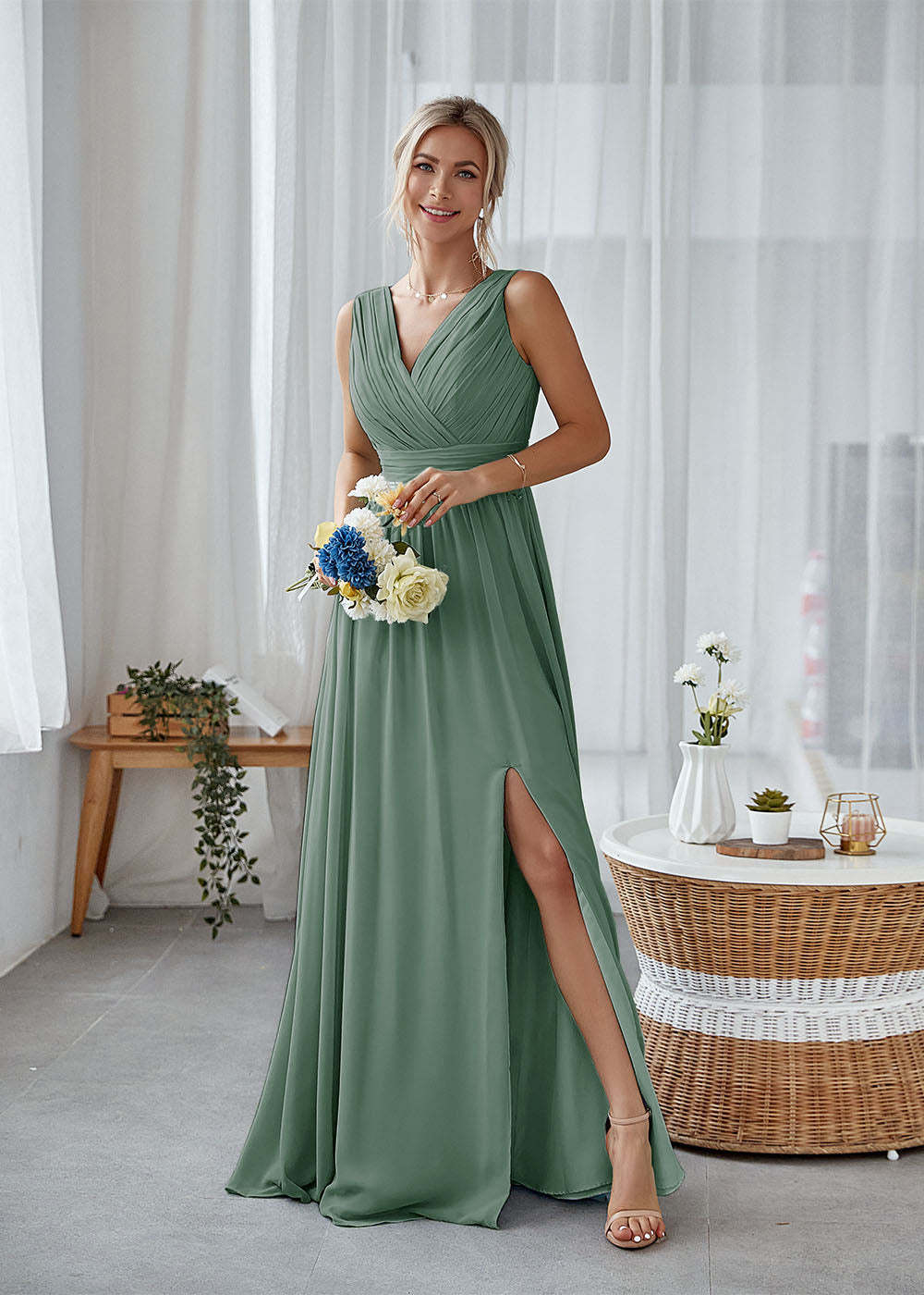 Long Bridesmaid Dress with Split