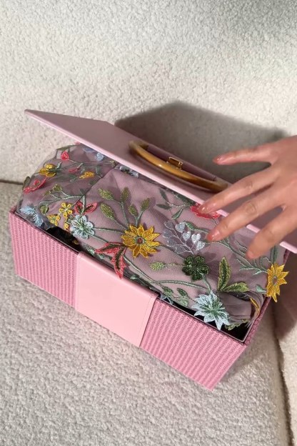 Floral Mauve V-Neck A Line Maxi Prom Dress with Slit