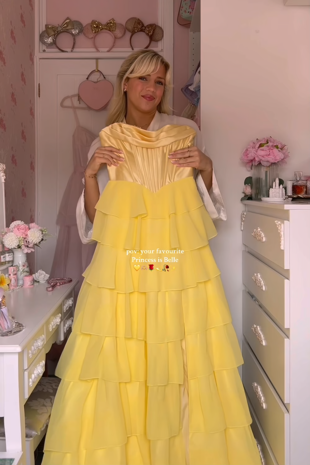 Yellow Sweetheart Corset Tiered A-Line Prom Dress with Slit