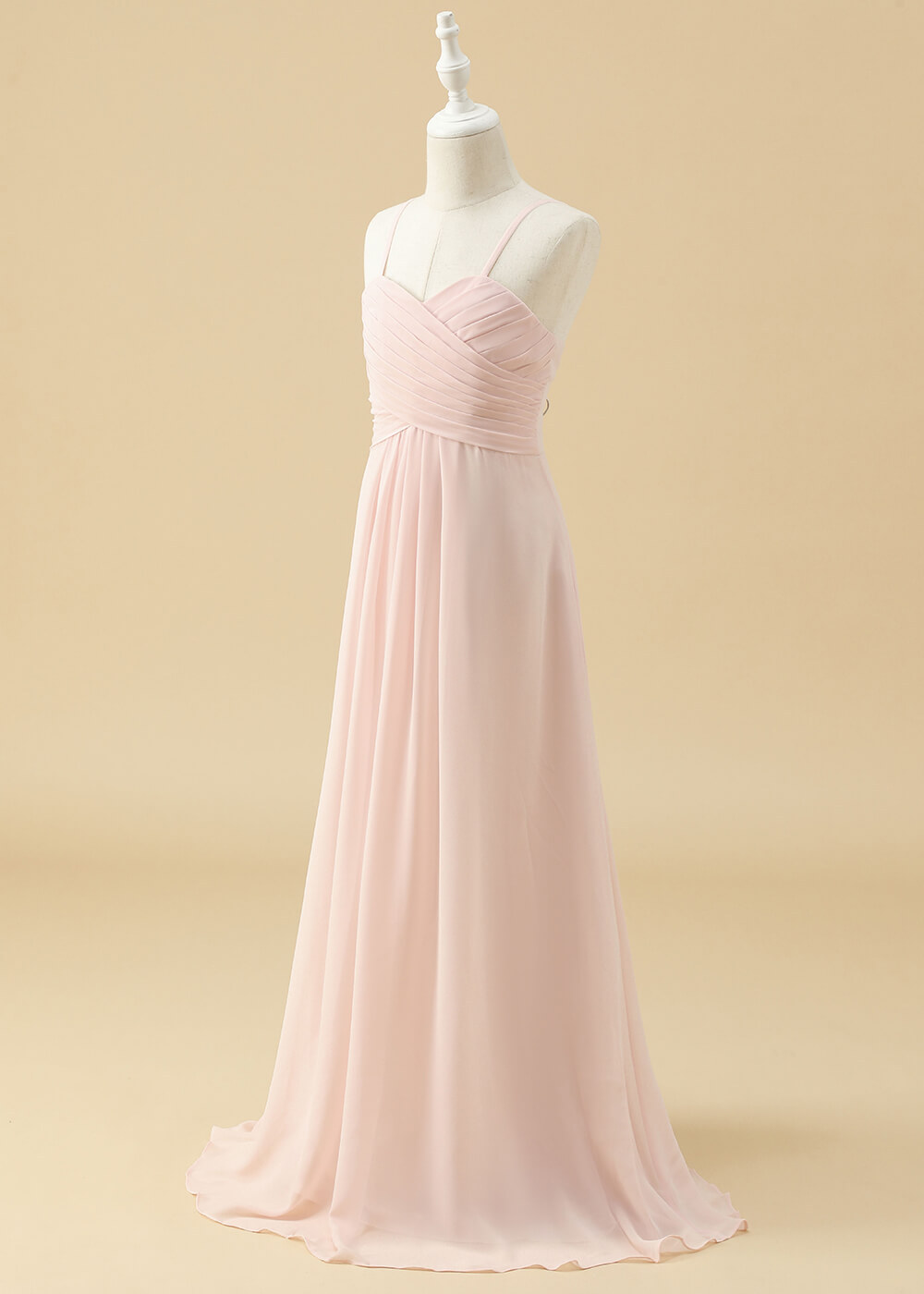 Sweetheart Neck Strap Floor Length Junior Bridesmaid Dress