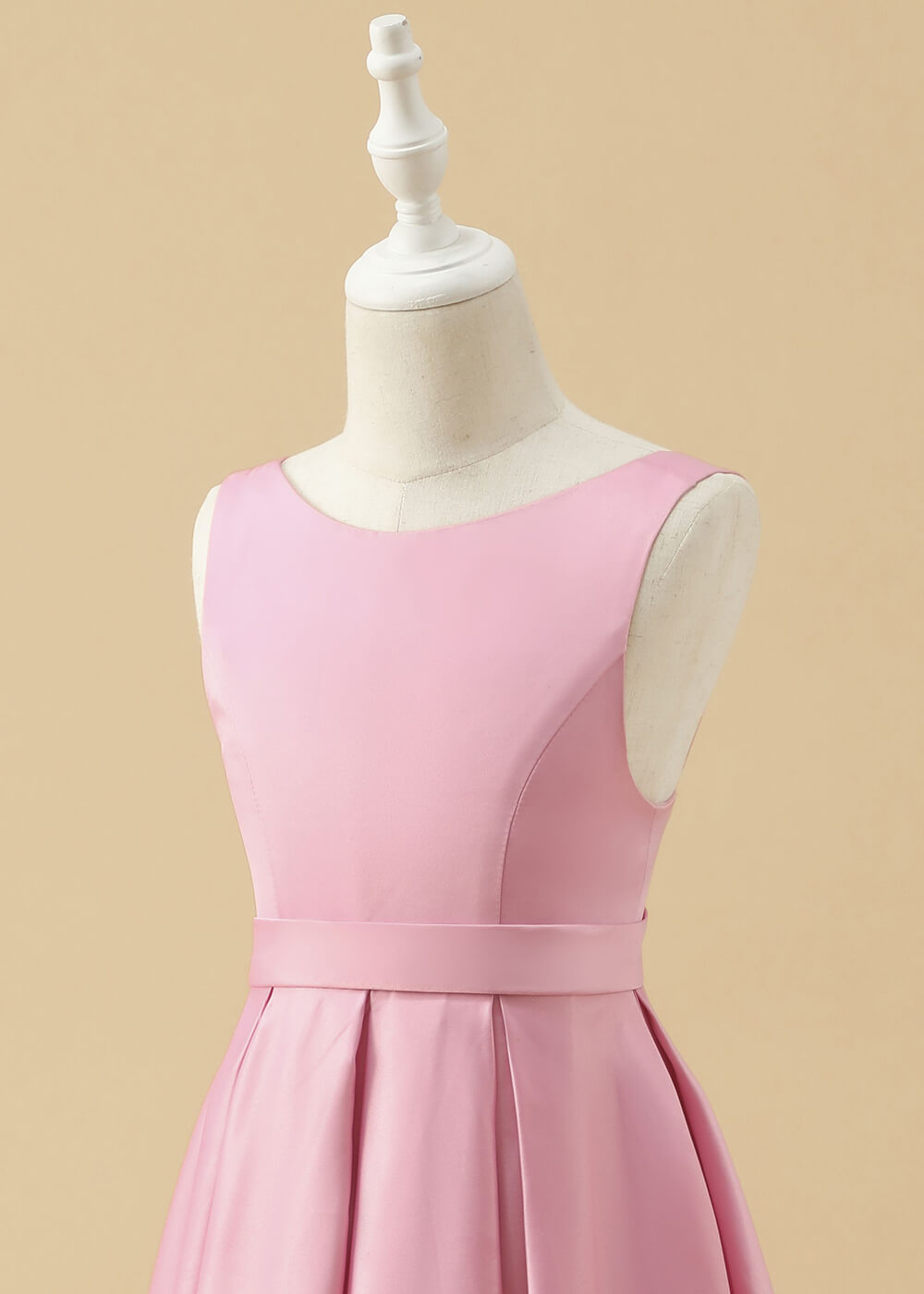 Boat Neck Satin A-line High Low Junior Bridesmaid Dress